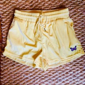 Velour yellow shorts
